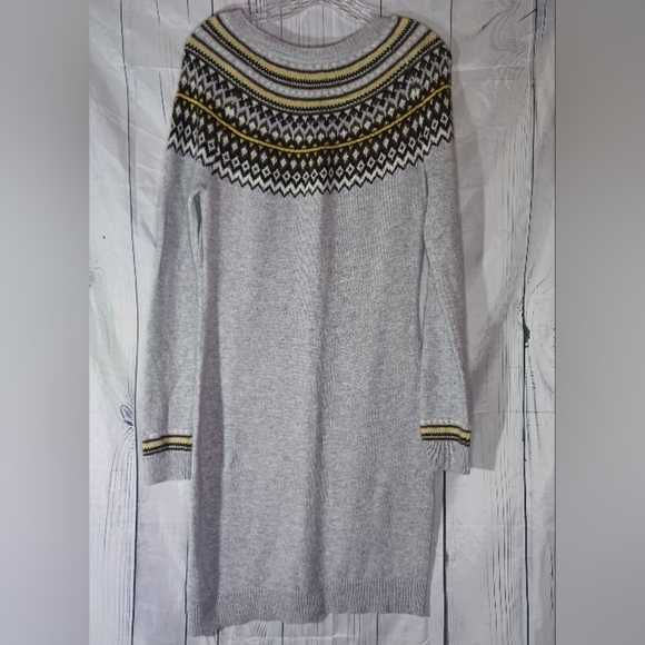 Cynthia Rowley Wool Blend Grey Fair Isle Sweater Dress - Women's M - Picture 2 of 14
